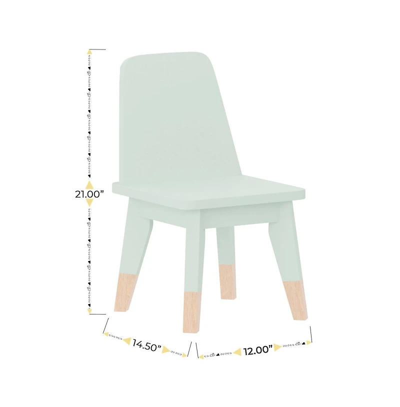 Buzz & Bloom Kids 4-Piece Wood Table, 2 Chairs, and Bench Seating Set with Rounded Corners