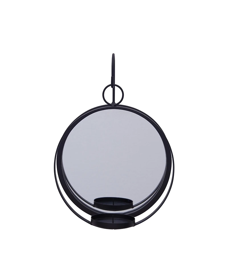 Danya B. Round Iron Pillar Candle Sconce with Mirror