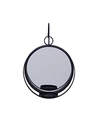 Danya B. Round Iron Pillar Candle Sconce with Mirror
