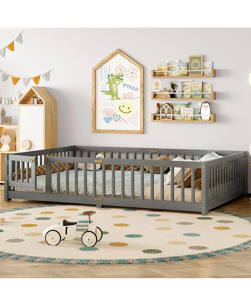 Streamdale Furniture Floor Bed with Safety Guardrails and Door