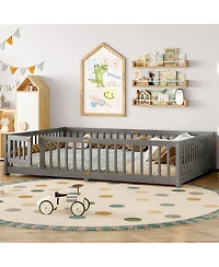 Streamdale Furniture Floor Bed with Safety Guardrails and Door