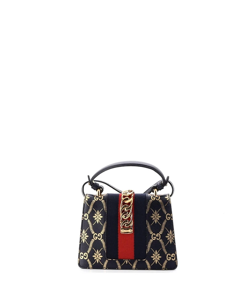 Pre-Owned Gucci Mini Sylvie Top Handle Bag Printed Leather