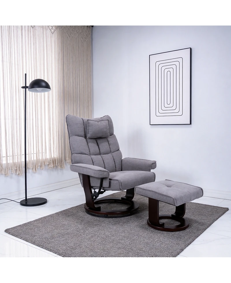 Streamdale Furniture 8 Point Heated Massage Recliner with Ottoman, Chenille Fabric