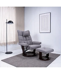 Streamdale Furniture 8 Point Heated Massage Recliner with Ottoman, Chenille Fabric