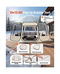 Cozito Pop Up Bubble Tent, 15 x 13.8 feet Clear Camping Shelter for 12-15 Persons