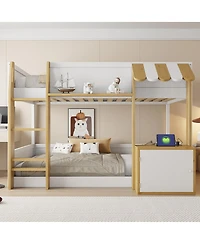 Streamdale Furniture Bunk Bed with Desk, Storage, Ladder and Usb Ports