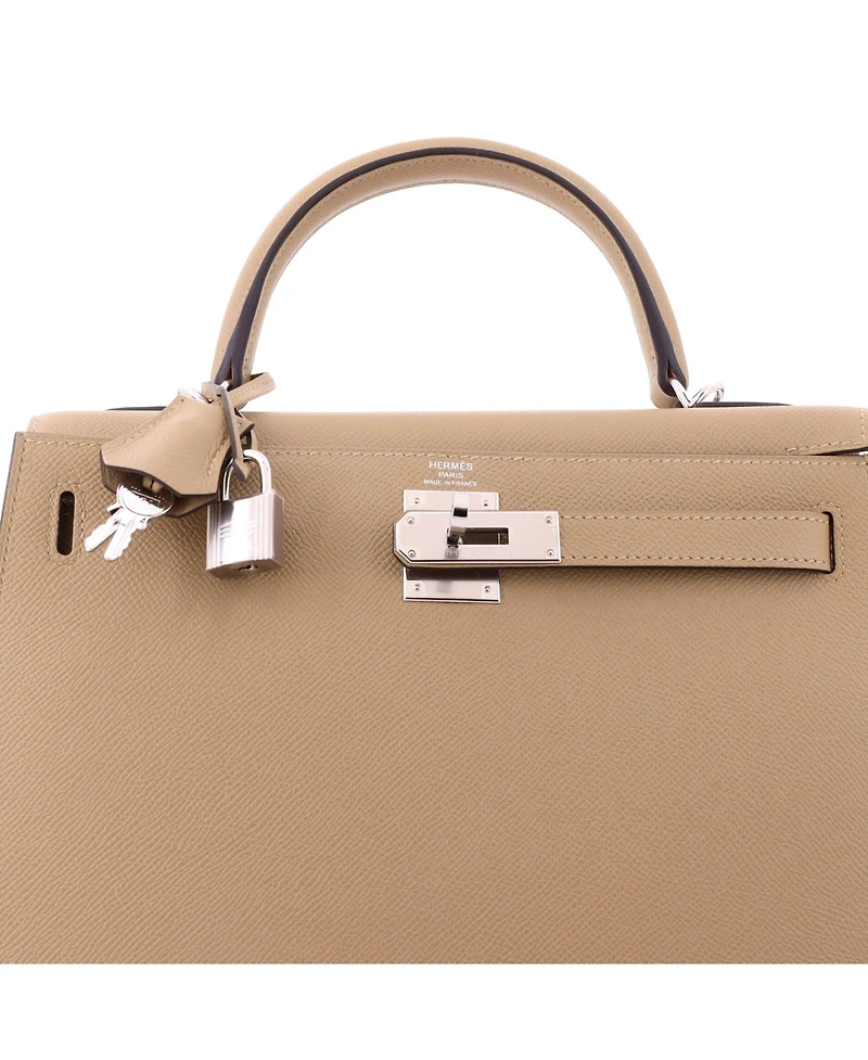 Pre-Owned HERMES Kelly 28 Handbag Epsom with Palladium Hardware