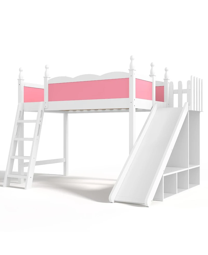 Streamdale Furniture Bed with Storage, Wardrobe, and Slide, Solid Wood