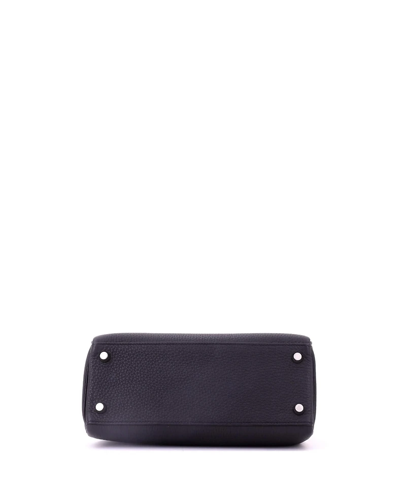 Pre-Owned HERMES Kelly 25 Handbag Black Togo with Palladium Hardware