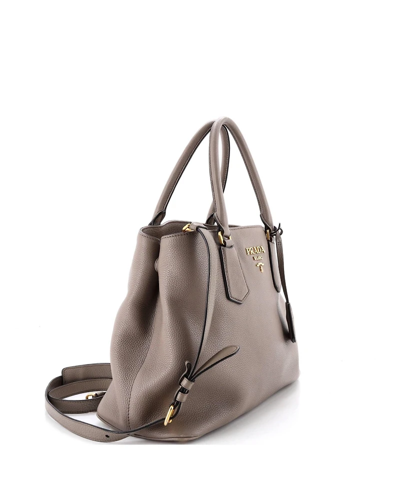 Pre-Owned Prada Medium Cuir Double Tote Leather