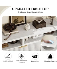 gaomon Sideboard Buffet Cabinet with Storage,65" Fluted Cabinet with 4 Doors, Long Buffet Cabinet, Sideboard Storage Cabinet for Kitchen,Living Room