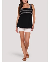 Motherhood Maternity Smocked Embroidery Babydoll Tank