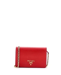 Pre-Owned Prada Chain Wallet Crossbody Saffiano Leather