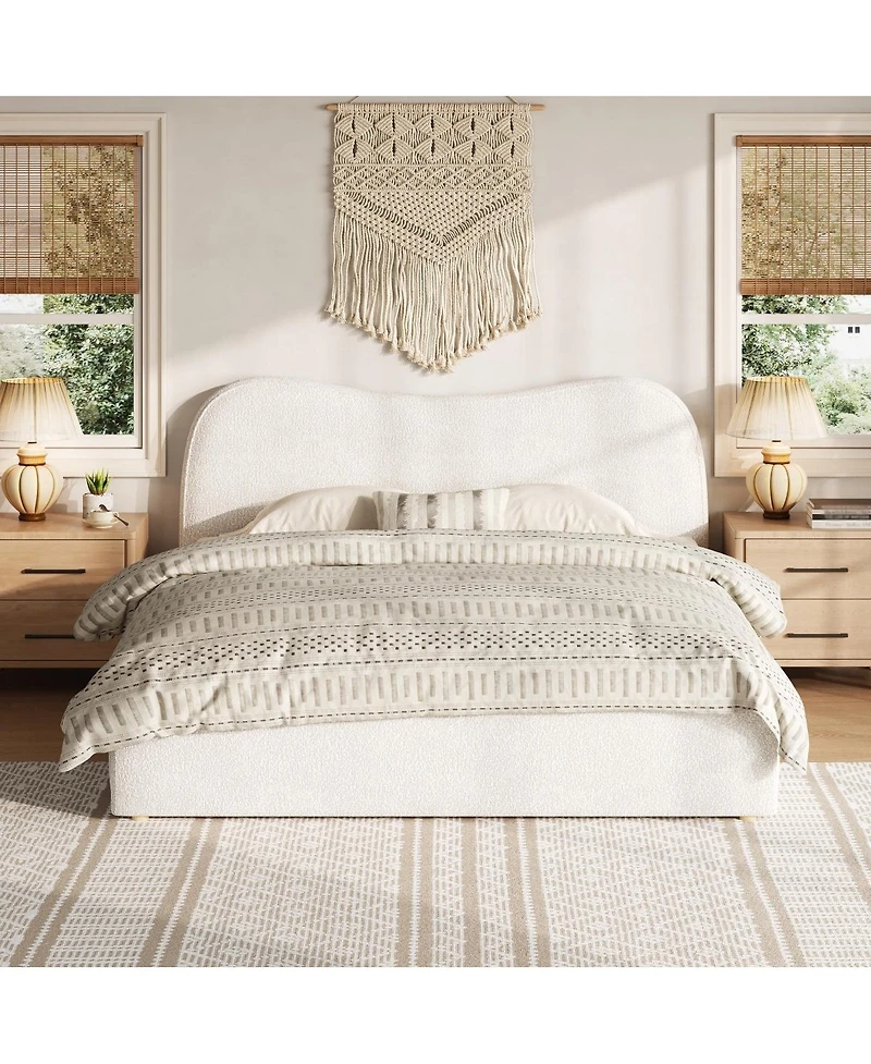 Streamdale Furniture Upholstered Platform Bed with Wooden Slats