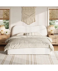Streamdale Furniture Upholstered Platform Bed with Wooden Slats