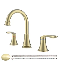 Phying 2-Handle 8 inch Widespread Bathroom Sink Faucet Brushed Lavatory Faucet 3 Hole 360degree(s) Swivel Spout Vanity Sink Basin Faucets