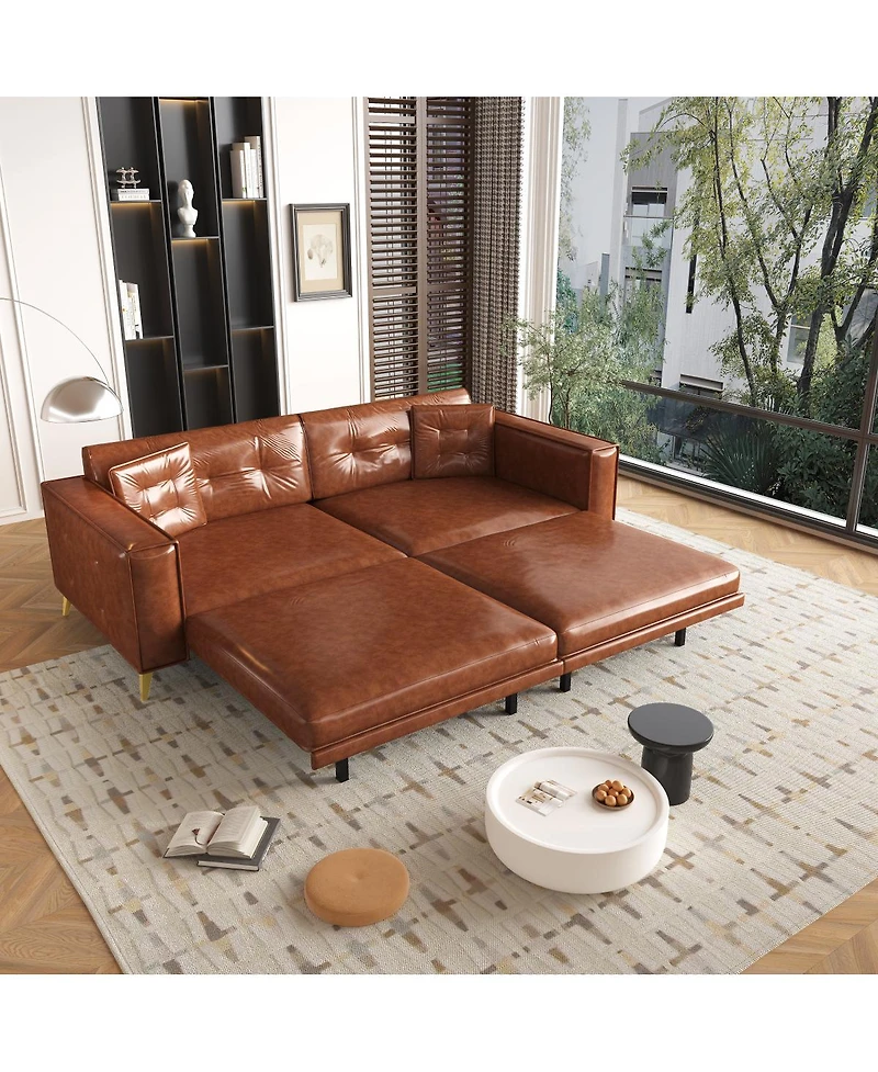 Streamdale Furniture King Size Pull Out Sofa Bed, Faux Leather Sleeper Couch