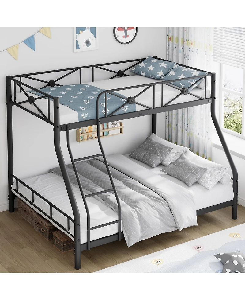 homfan Heavy Duty Metal Bunk Bed Modern Space, Saving Steel Frame with Safety Guard Rails, Ideal for Bedroom or Dormitory