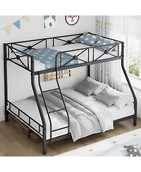 homfan Heavy Duty Metal Bunk Bed Modern Space, Saving Steel Frame with Safety Guard Rails, Ideal for Bedroom or Dormitory