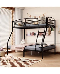 homfan Heavy Duty Space-Saving Metal Bunk Bed, Smooth Rounded Edges, Secure Ladder and Guardrail, Ideas for Dorms Small Bedrooms