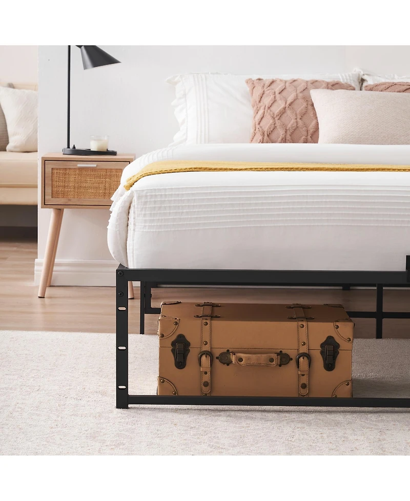 homfan Heavy Duty Noise-Free Metal Platform Bed Frame, Queen Size, Steel Slats, 13" Underbed Storage, 800 lbs Capacity