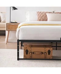 homfan Heavy Duty Noise-Free Metal Platform Bed Frame, Queen Size, Steel Slats, 13" Underbed Storage, 800 lbs Capacity