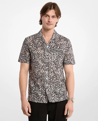 Michael Kors Men's Printed Cotton Camp Collar Shirt