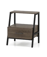 Slickblue Farmhouse Style 3-Tier Nightstand with Open Storage Shelf