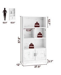 gaomon Bookcase with Led Lights Bookshelf with Doors Modern Standing Bookshelves Wooden Unique Book Shelf
