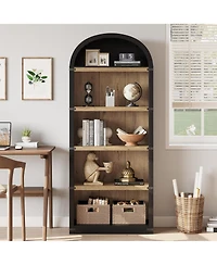 gaomon 5 Shelf Arched Bookshelf 71.65 Inch Tall Bookcase Farmhouse Display Storage Rack Wooden Bookshelves for Home Office, Living Room
