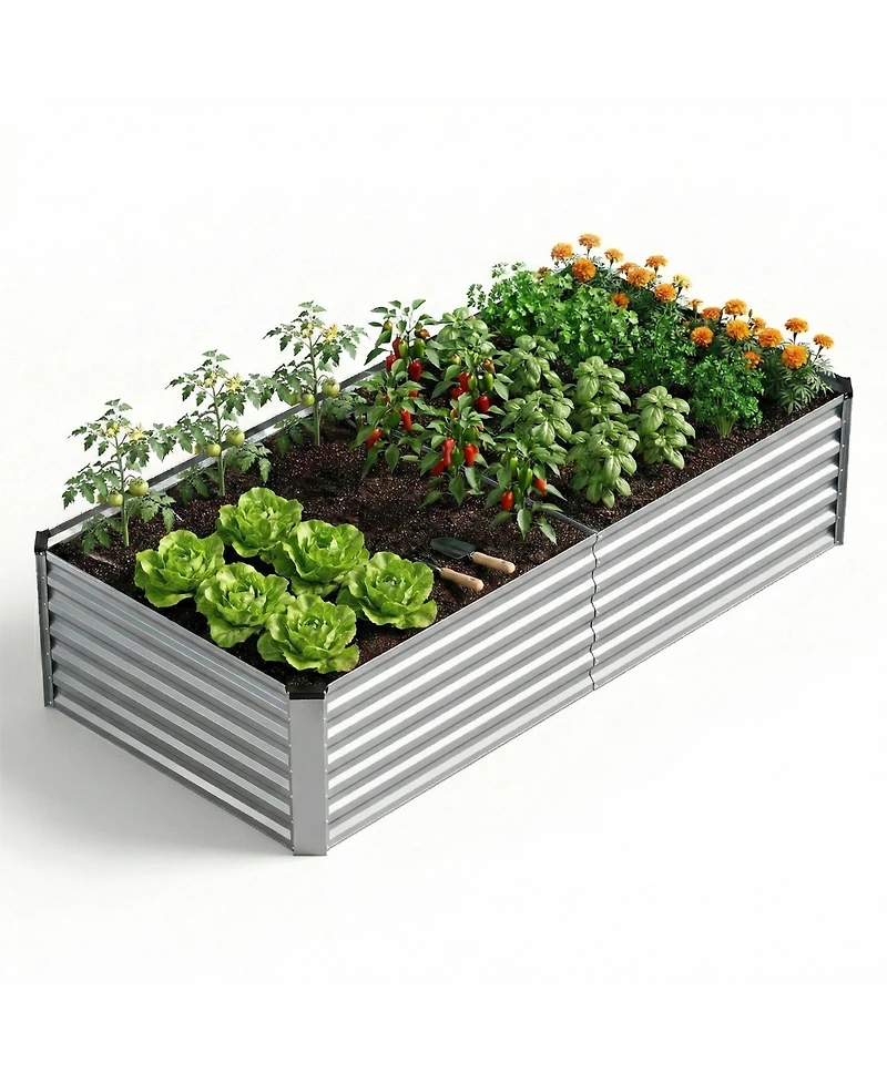 Pocassy 6x3x2feet Outdoor Metal Raised Garden Bed, Large Outdoor Planters Garden for Vegetables Flowers Herbs