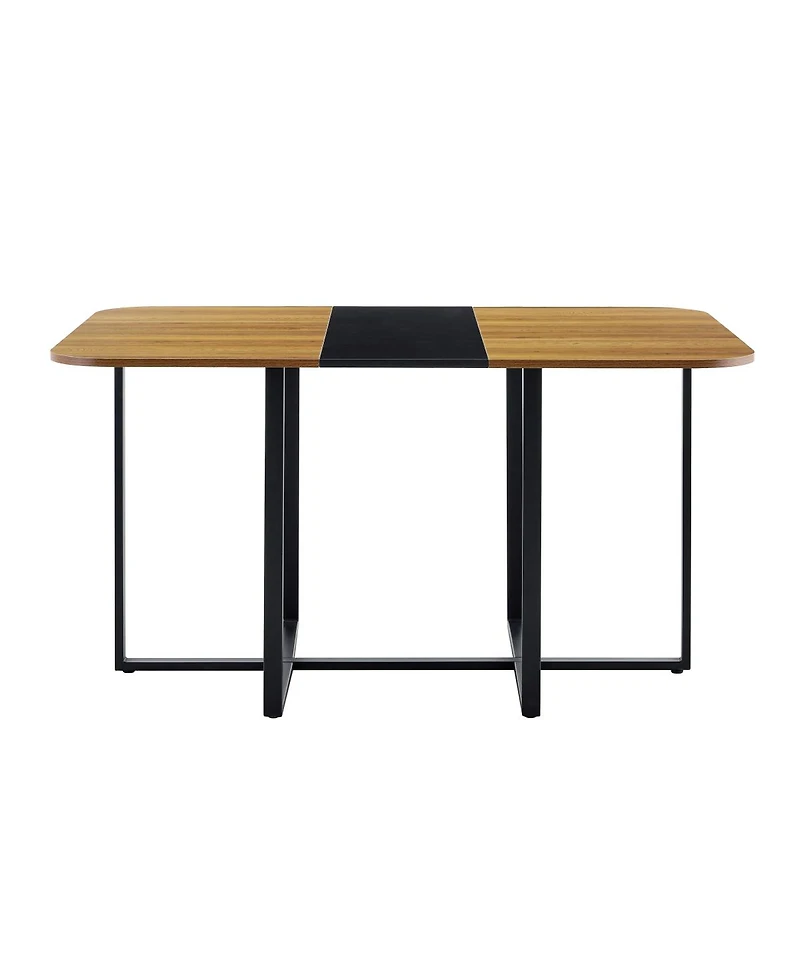 Streamdale Furniture 7 Piece Dining Table Set for 6 with Faux Leather Chairs