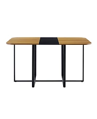 Streamdale Furniture 7 Piece Dining Table Set for 6 with Faux Leather Chairs