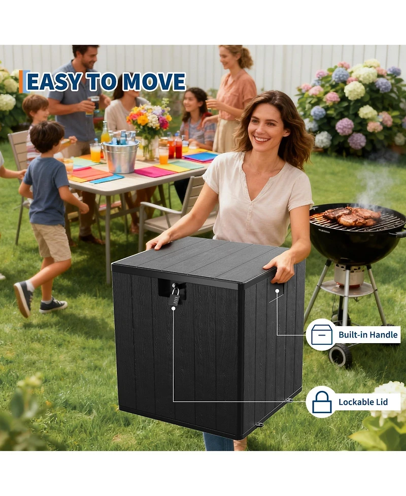GarveeLife 80 Gallon Resin Deck Box Waterproof Weather Resistant Outdoor Storage Container with Lockable Lid Handles Heavy Duty 350 Lb Capacity