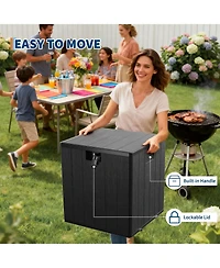 GarveeLife 80 Gallon Resin Deck Box Waterproof Weather Resistant Outdoor Storage Container with Lockable Lid Handles Heavy Duty 350 Lb Capacity