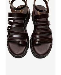 Forever & Always Shoes Women's Pelsa Leather Multi Strap Sandal