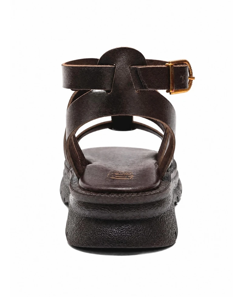 Forever & Always Shoes Women's Pelsa Leather Multi Strap Sandal