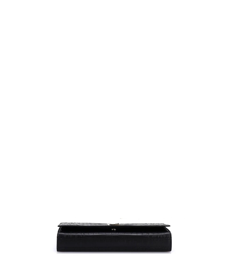 Pre-Owned Saint Laurent Long Classic Monogram Clutch Embossed Leather