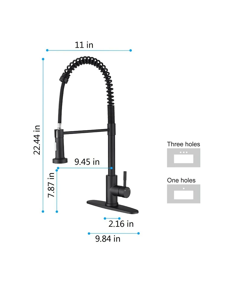 Phying 360 Degree Swivel High Arc Kitchen Faucet Single Handle Temperature Flow Control Pull Out Sprayer Faucet with Automatic