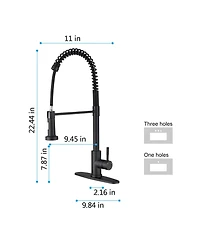 Phying 360 Degree Swivel High Arc Kitchen Faucet Single Handle Temperature Flow Control Pull Out Sprayer Faucet with Automatic
