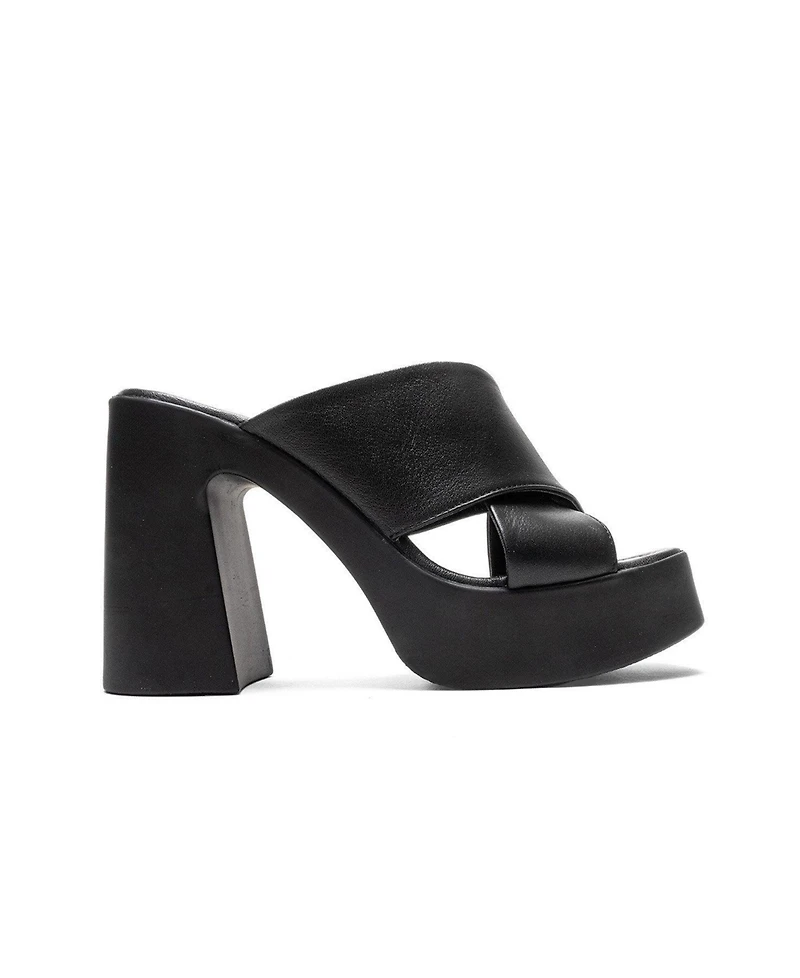 Forever & Always Shoes Women's Essenza Leather Platform Block Heel Sandal