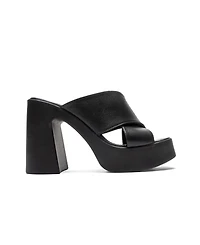 Forever & Always Shoes Women's Essenza Leather Platform Block Heel Sandal
