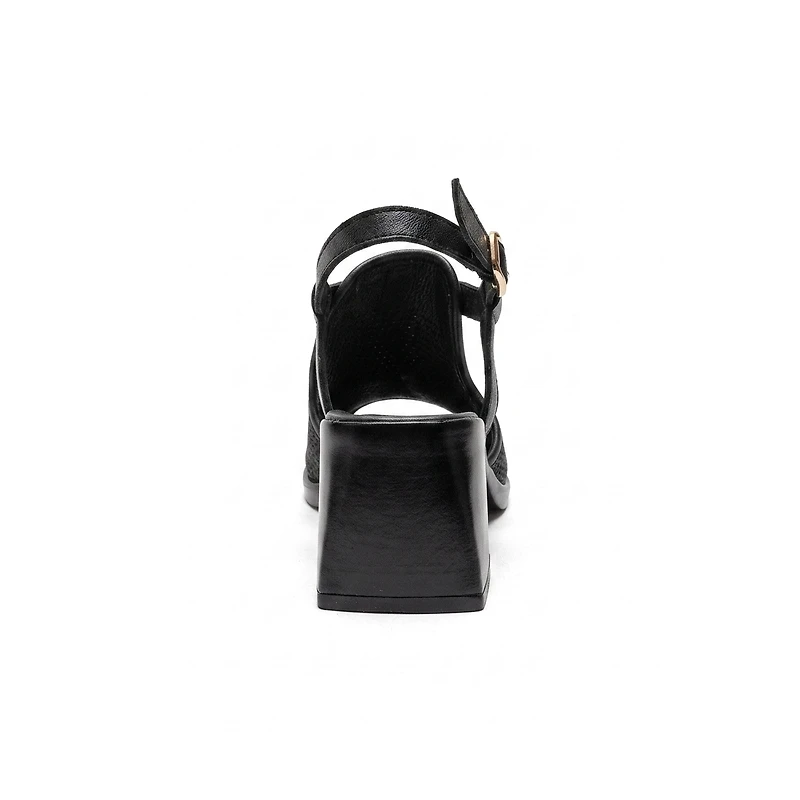 Forever & Always Shoes Women's Janelle Leather Block Heel Sandal