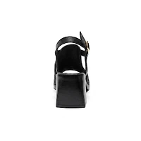 Forever & Always Shoes Women's Janelle Leather Block Heel Sandal