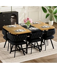 Streamdale Furniture 7 Piece Two Tone Rectangular Dining Set with 6 Velvet Chairs