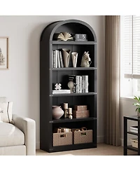 gaomon 5 Shelf Arched Bookshelf Tall Bookcase Farmhouse Display Storage Rack Wooden Bookshelves for Home Office, Living Room