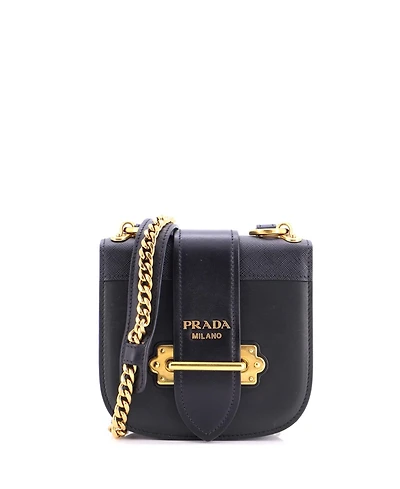 Pre-Owned Prada Small Cahier Chain Rounded Crossbody Bag City Calf and Saffiano