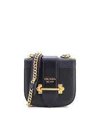 Pre-Owned Prada Small Cahier Chain Rounded Crossbody Bag City Calf and Saffiano