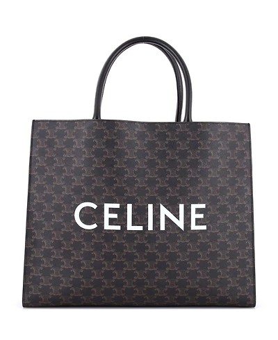 Pre-Owned Celine Horizontal Logo Cabas Tote Triomphe Coated Canvas