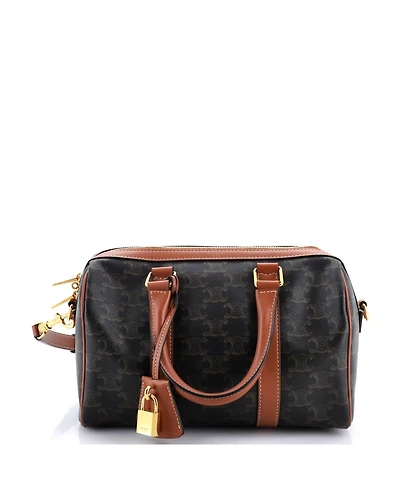 Pre-Owned Celine Medium Boston Bag Triomphe Coated Canvas